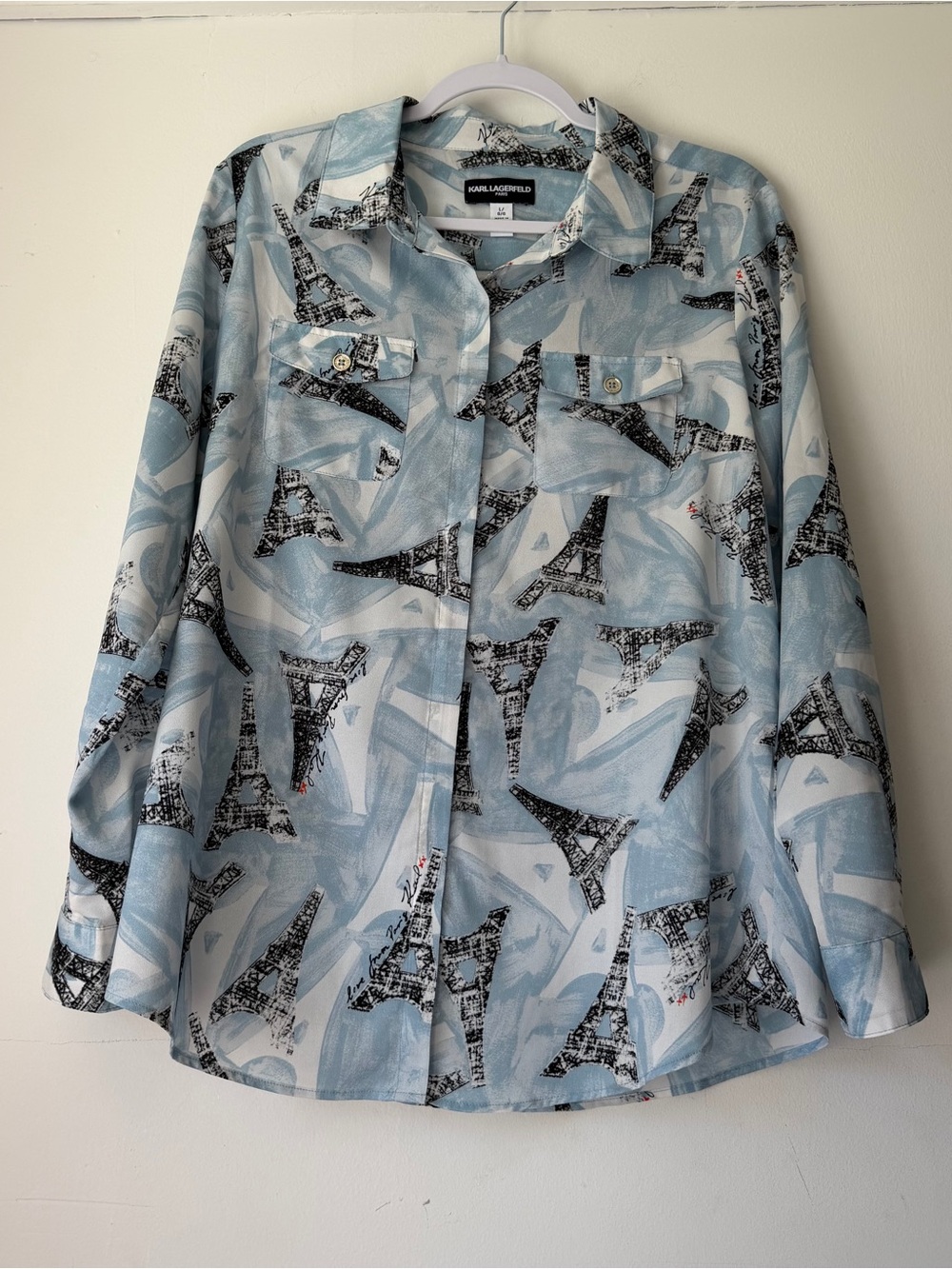 Karl Lagerfeld L Eiffel Tower Print Button-Up Shirt